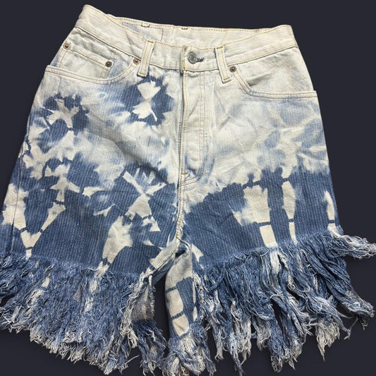 Blue white tie dye denim
