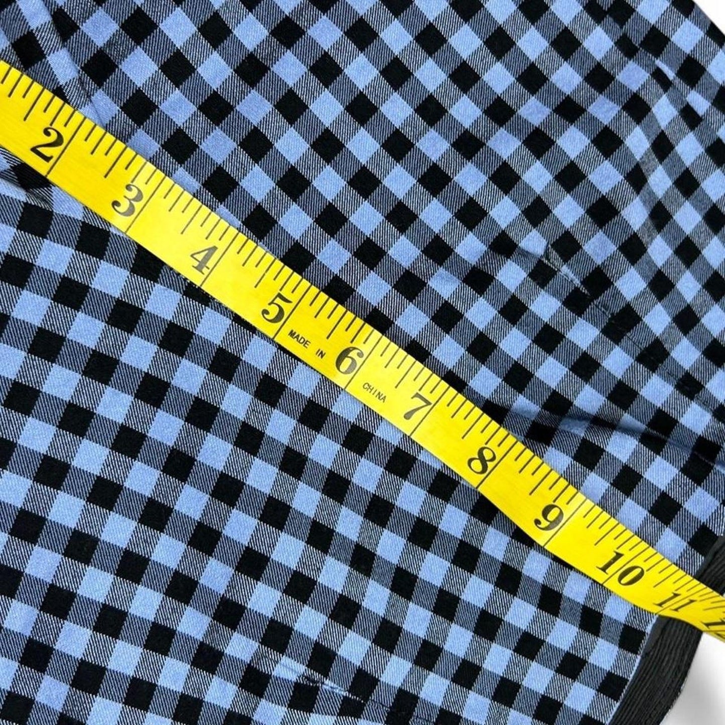 Blue and black gingham pants