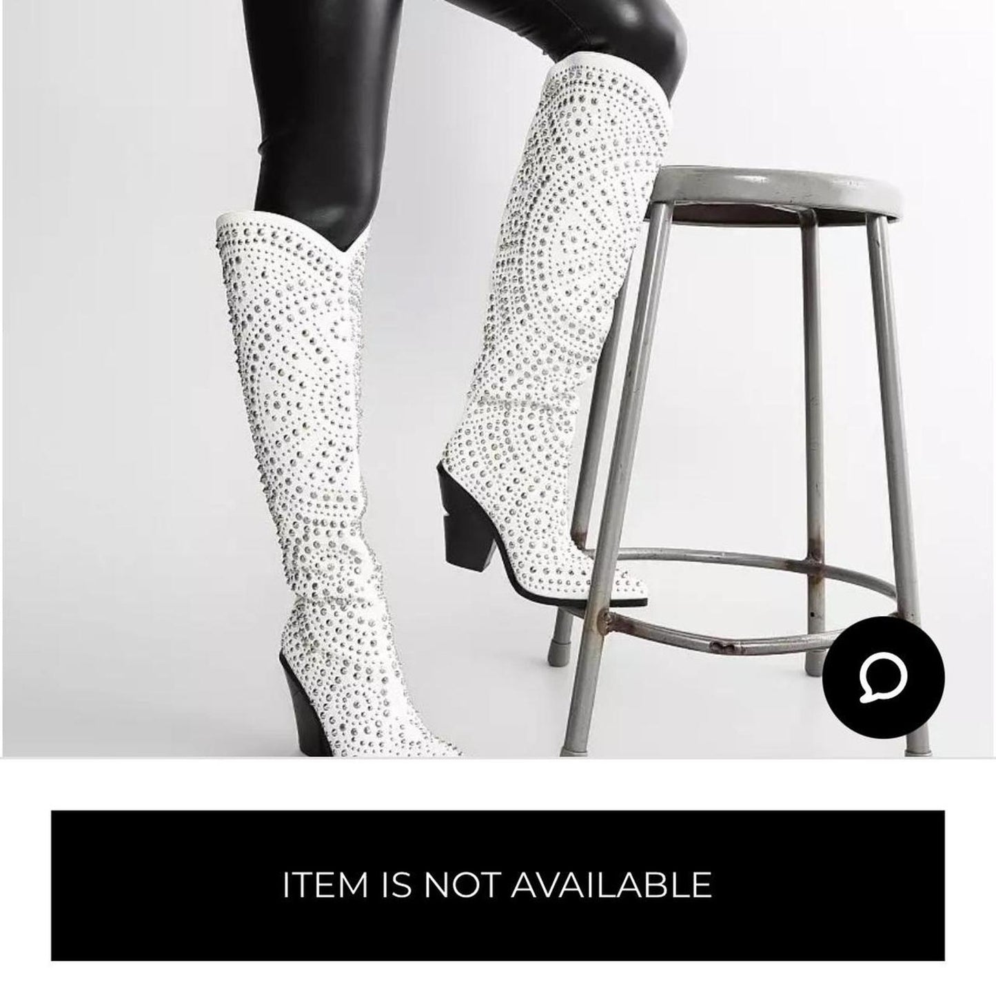 White studded knee high cowgirl boots