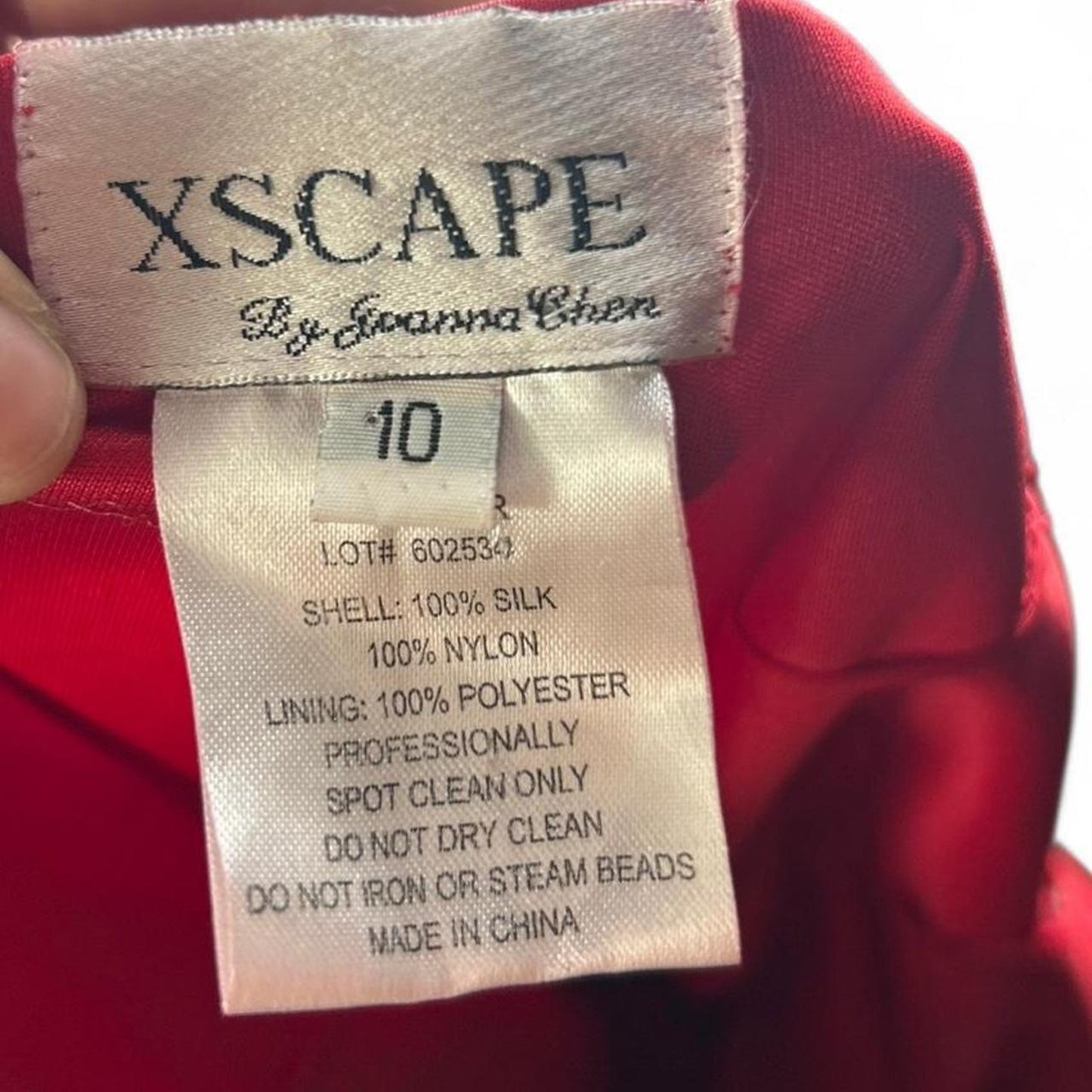 Xscape red silk beaded and embroidered maxi dress