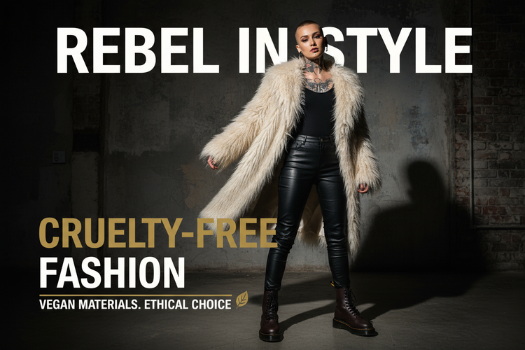 vegan fur and leather on alt model