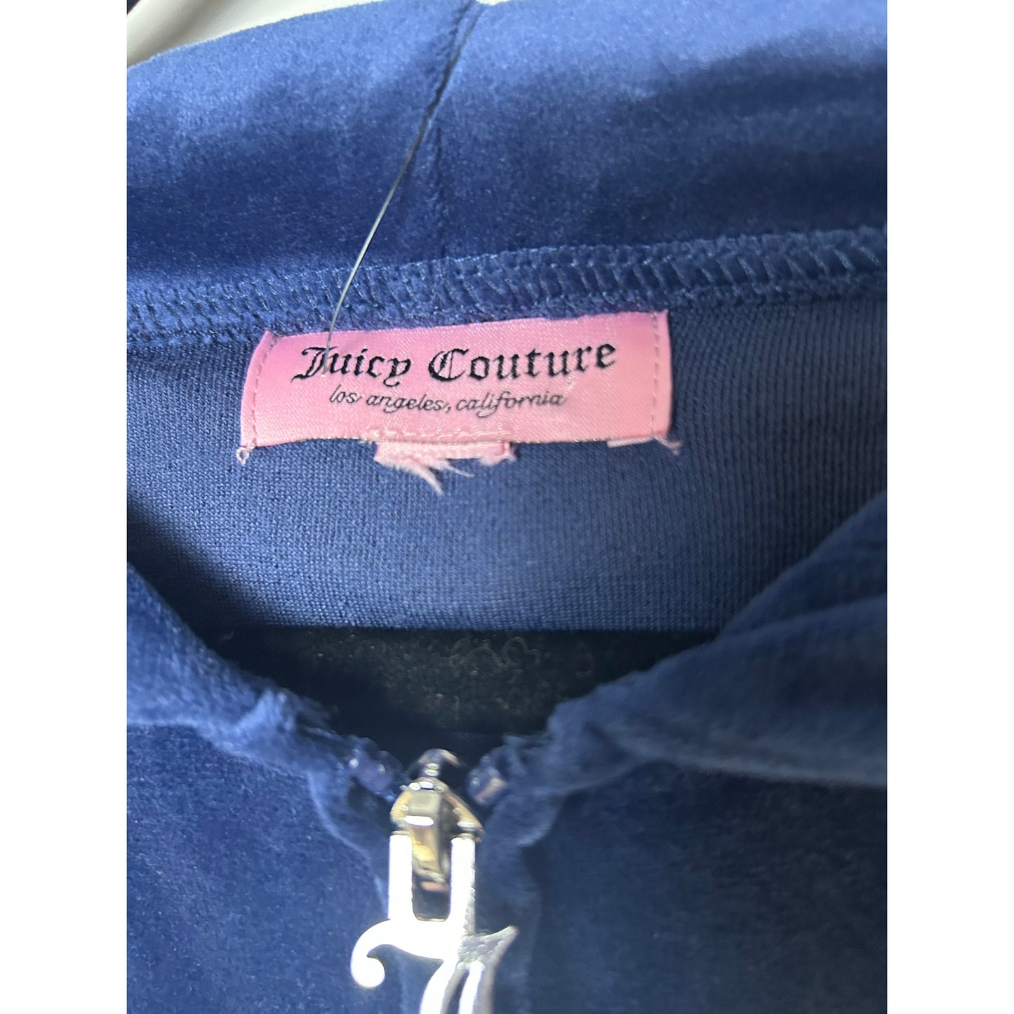 Juicy couture velour track jacket navy blue with rhinestones size l