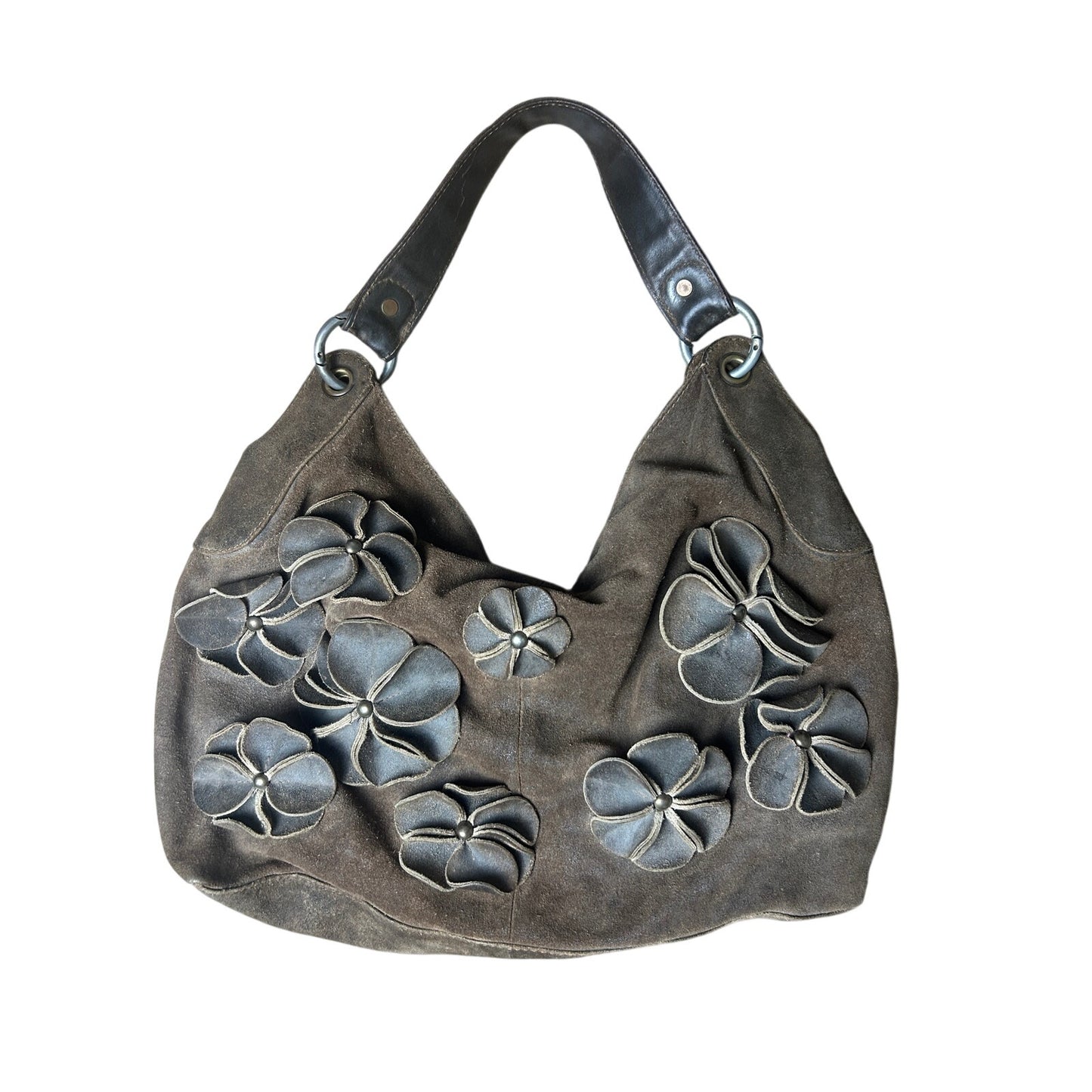 Lucky brand all suede hobo bag with flowers and rayon lining