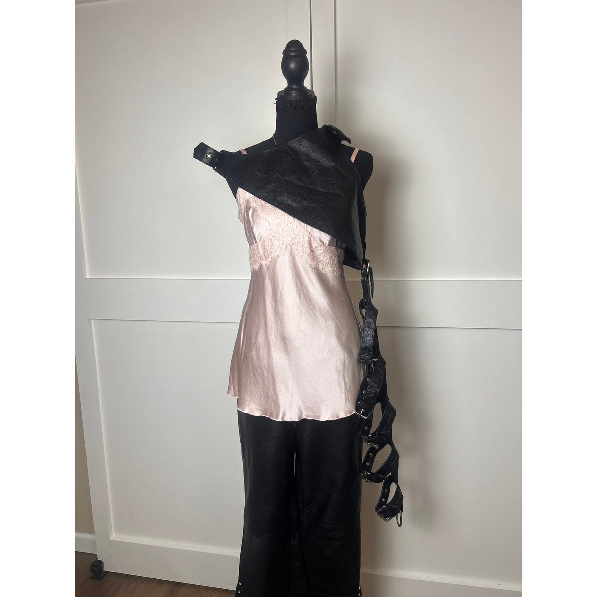 leather biker chest arm harness