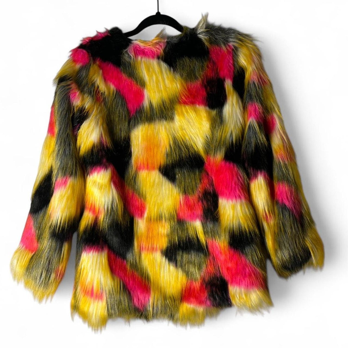 Fhillinou vibrant multi coloured faux fur