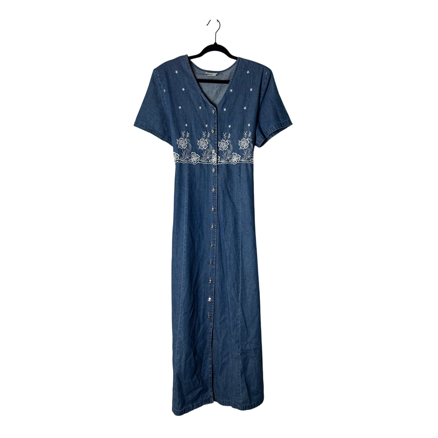 🌾 Robe longue en denim Tradition à nouer au dos avec broderie Taille 14