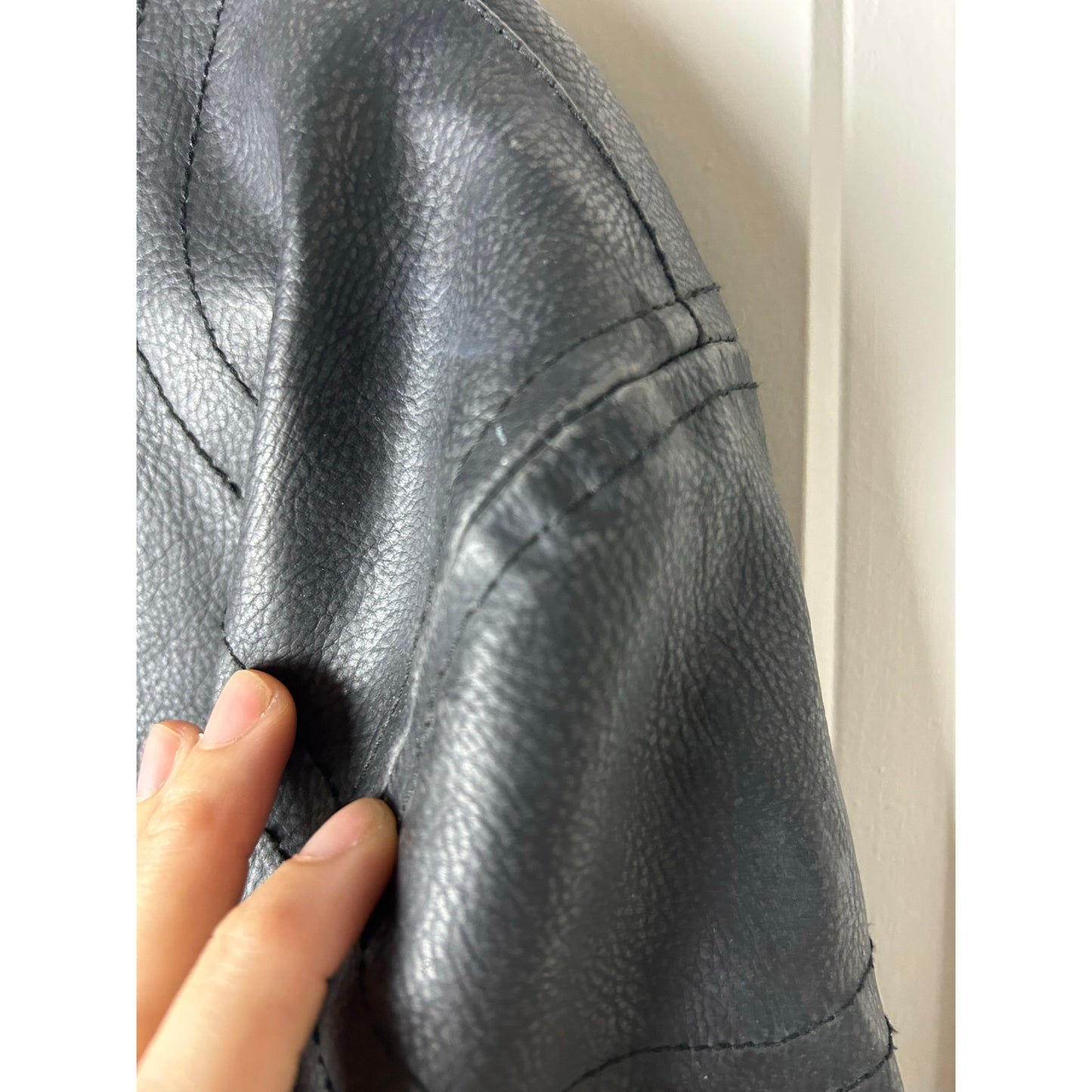 veste aviateur en cuir Kenneth Cole Reaction avec capuche en tricot taille L