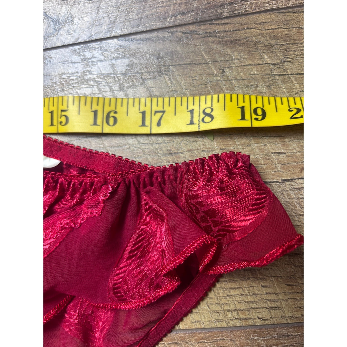 Vintage Sheer Heart High Leg Ruffle Panties Size S/5 Y2K Lingerie