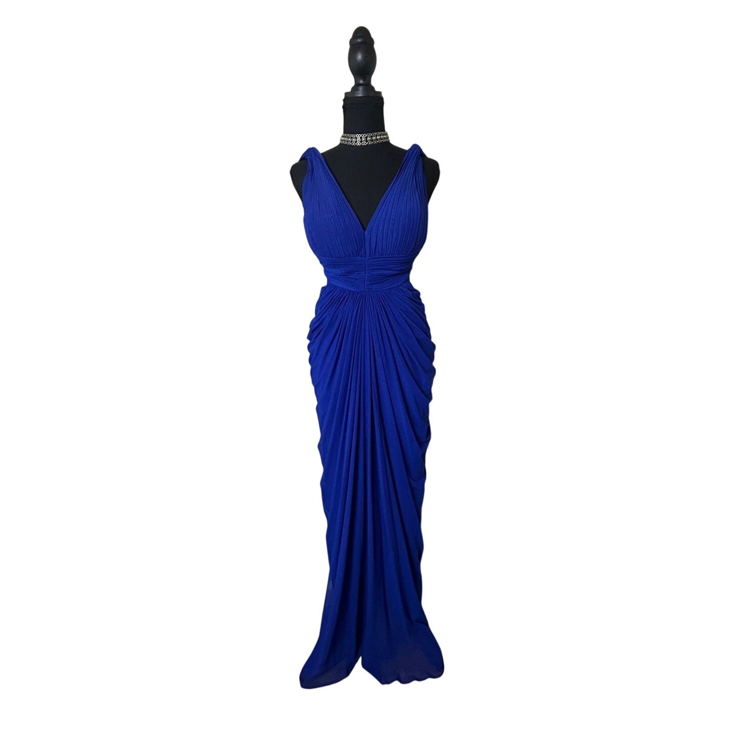 Cache blaues gerafftes Maxikleid