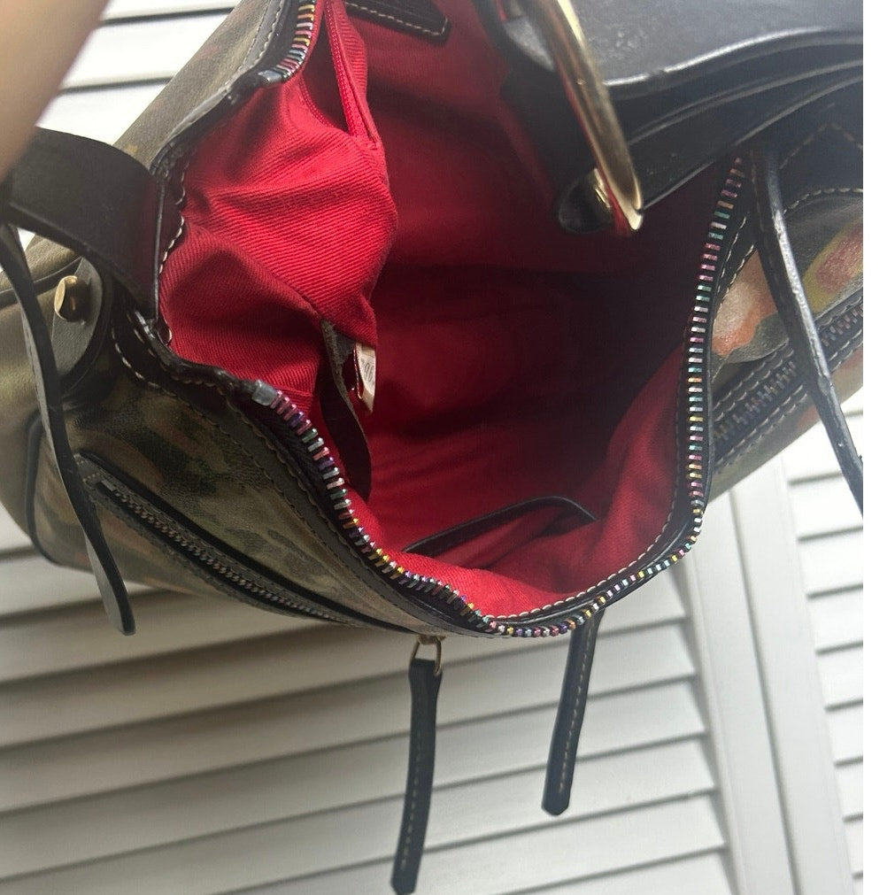 Sac à main à bandoulière Dooney & Bourke Y2K motif graffiti arc-en-ciel