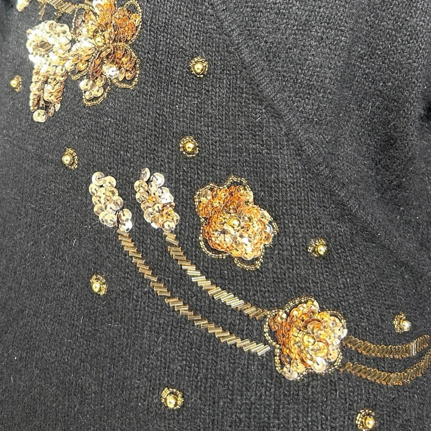 Vintage De Rotchild Silk Angora Sequin Wrap Sweater — M