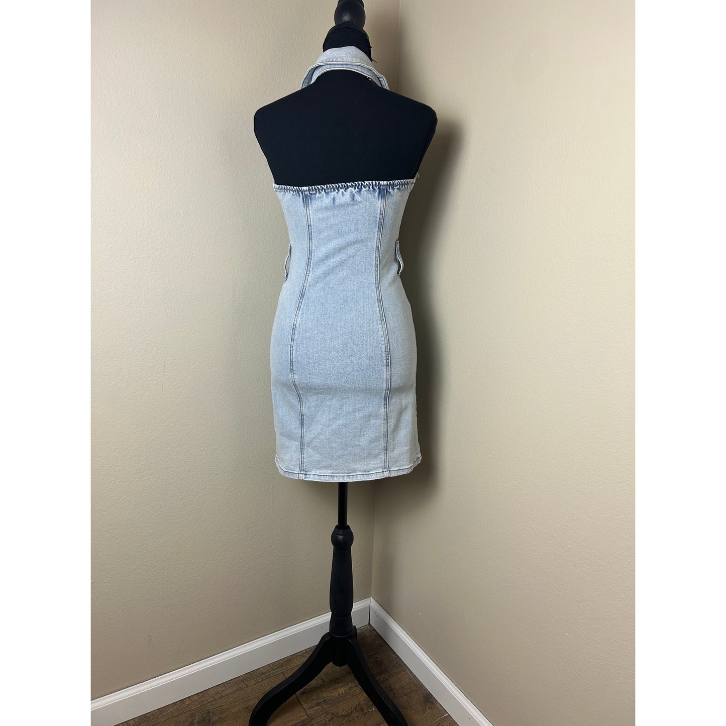 Mini-robe dos nu en jean bleu clair Forever 21 Y2K Taille XS Décontracté Cool Girl