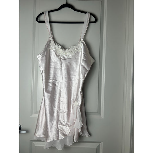 Linea donetela satin slip dress baby pink beaded size xl