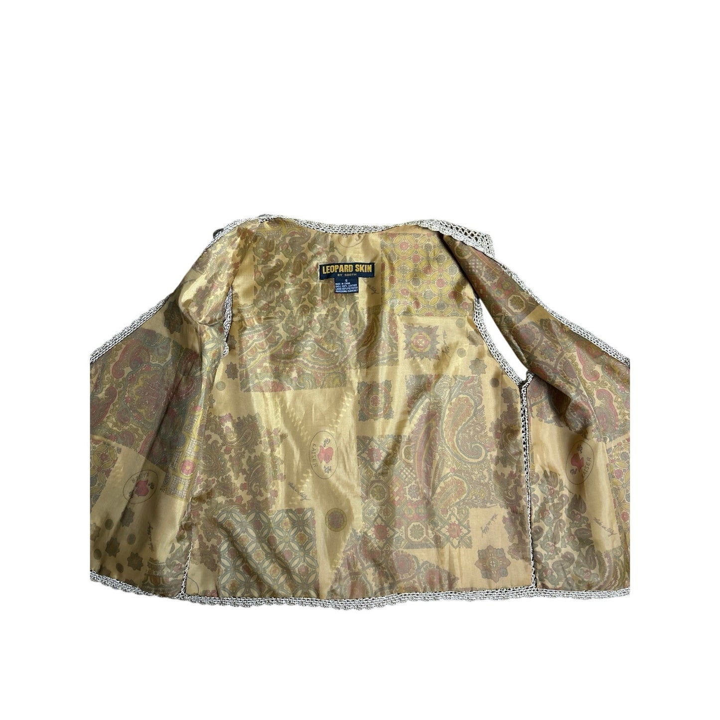 90s suede leather patchwork best leopard skin and tan size s