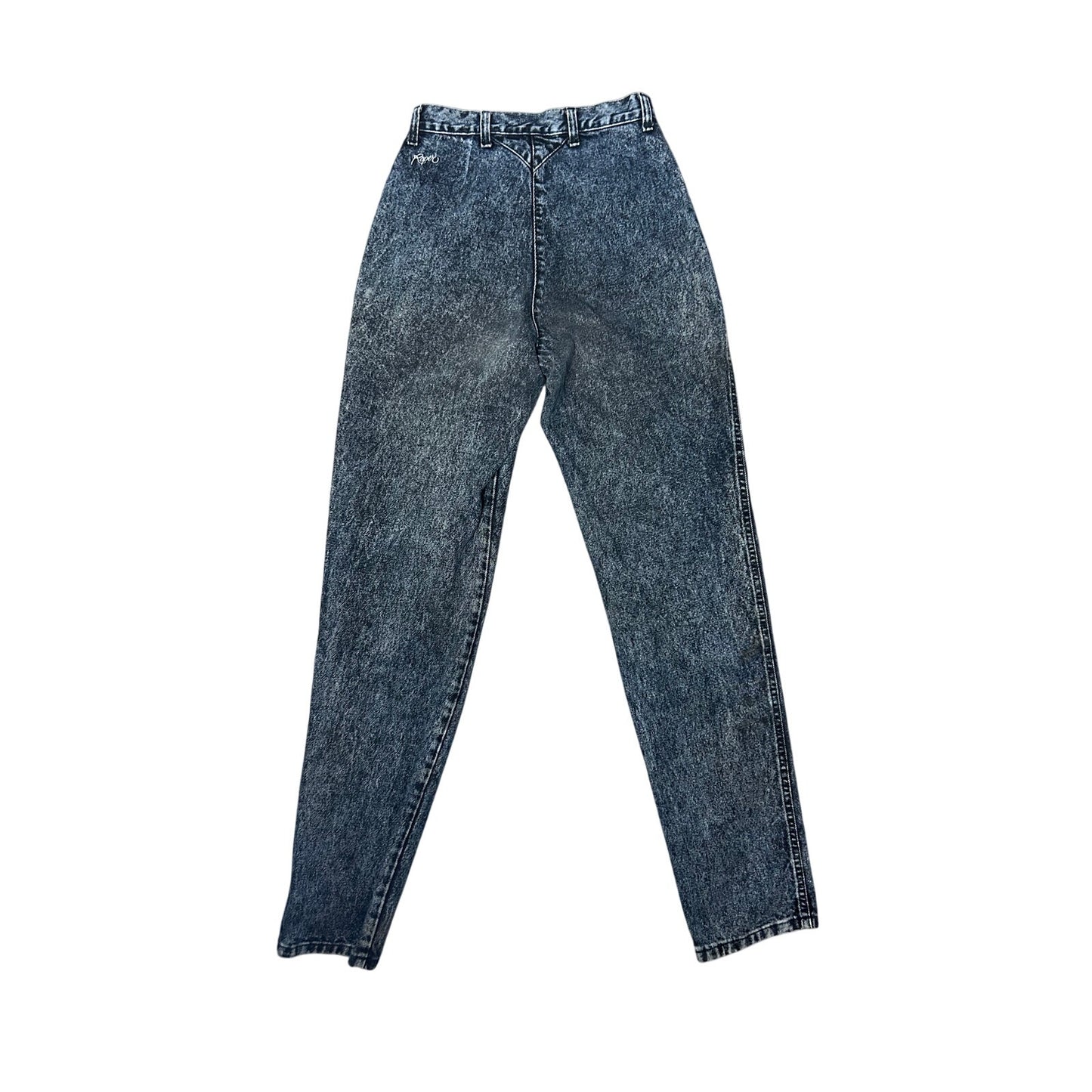 Vintage Roper Bareback Acid Wash Western Mom Jeans Zig Zag Pocket High Rise USA