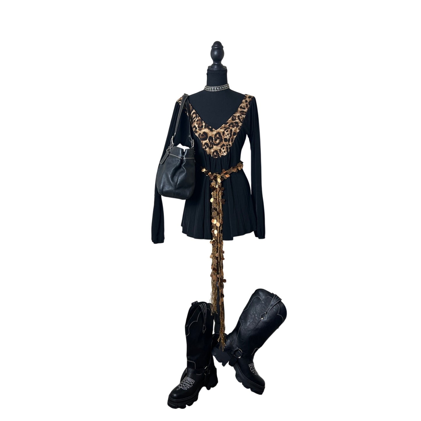 andrea behar robe tunique trapèze mini imprimé guépard taille m