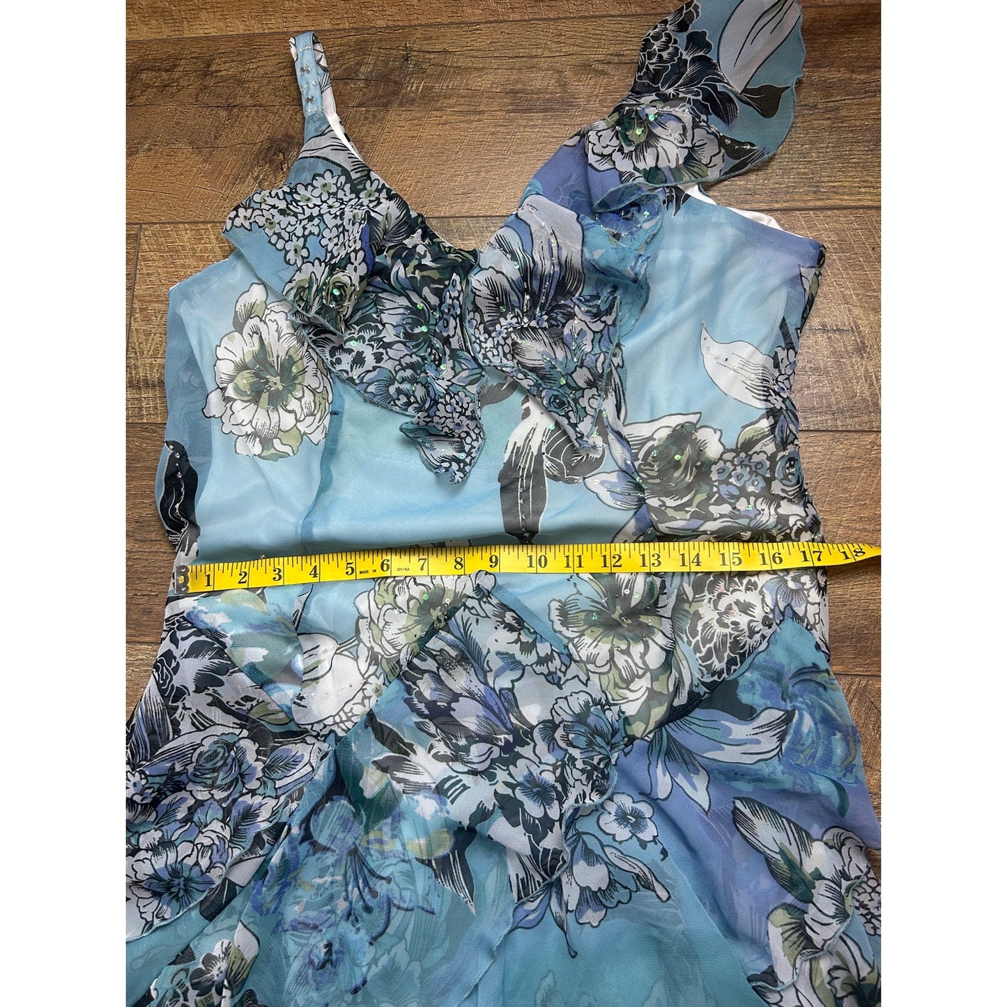 Dressbarn Y2K beaded fairycore dress beaded asymmetric chiffon dress