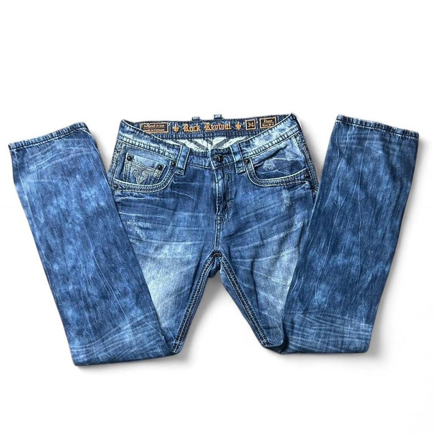 Mens blue rock revival jeans 34/ 36