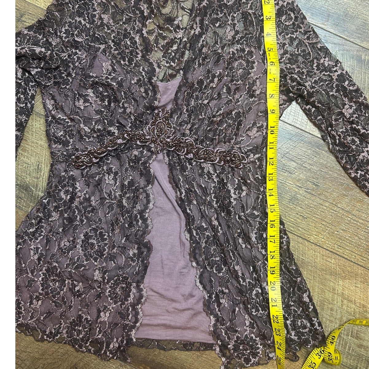 Y2K fairy core beaded lace babydoll butterfly top size medium Karen Kane