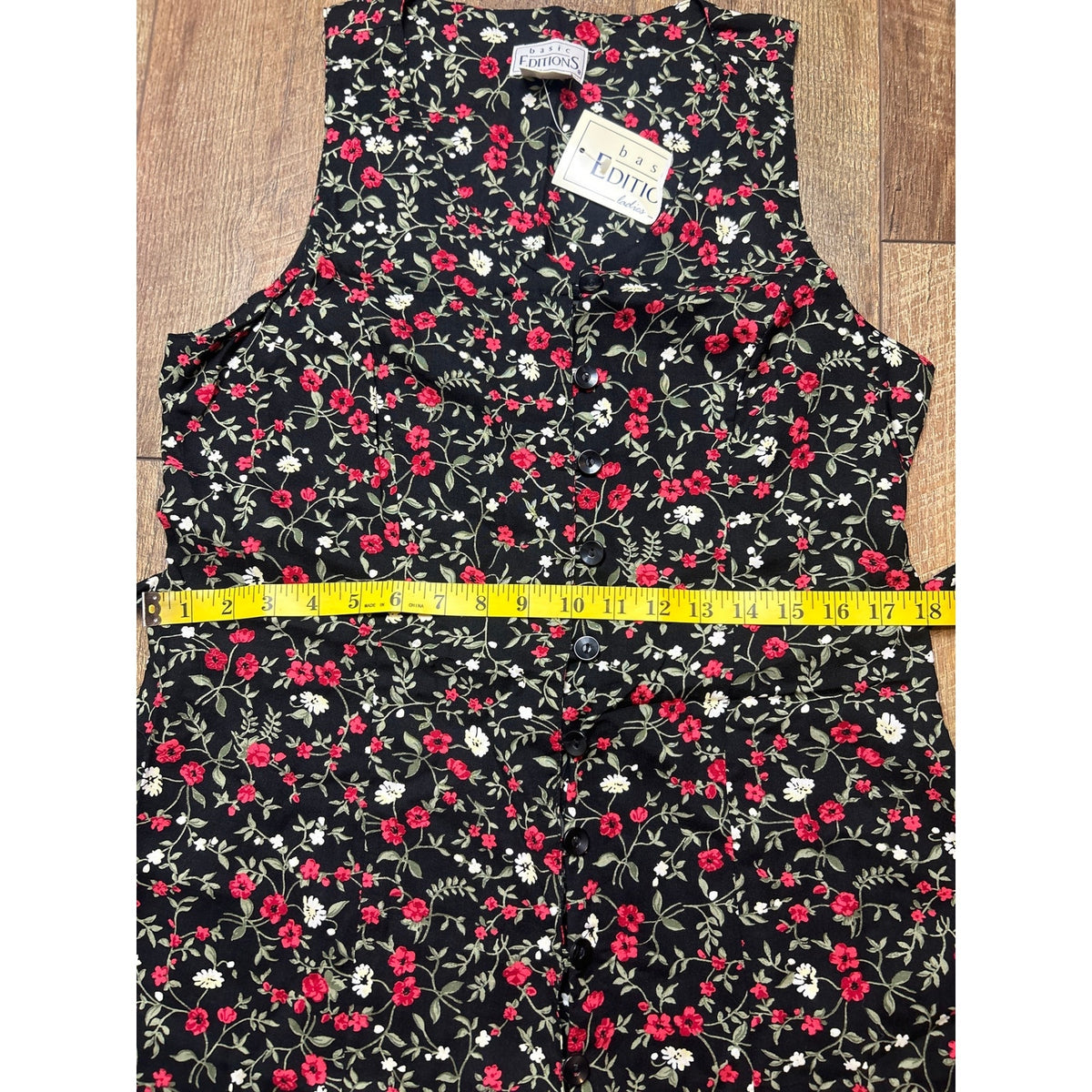 90s Witchy Dark Floral Tie Back Button-Up Dress — Basic Editions M