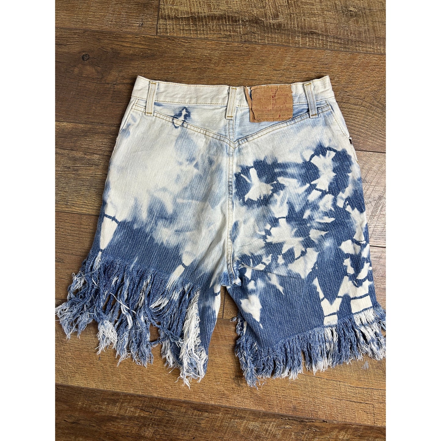 High Waist Bleached Tie Dye Jorts Distressed Frayed Festival Shorts Size 26