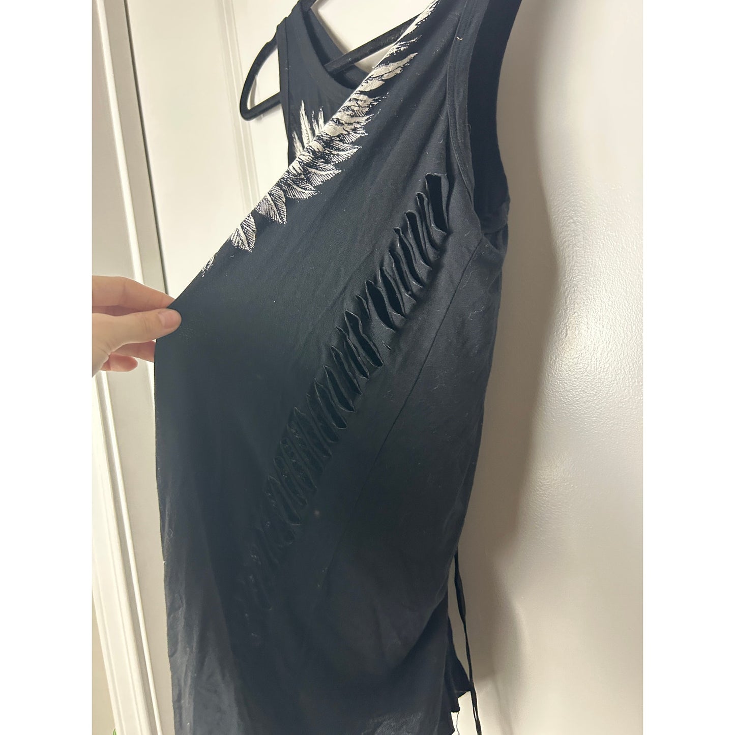 Débardeur Affliction Style Ailes d'Ange Lacé Effiloché Taille M Y2K Rockstar Glam