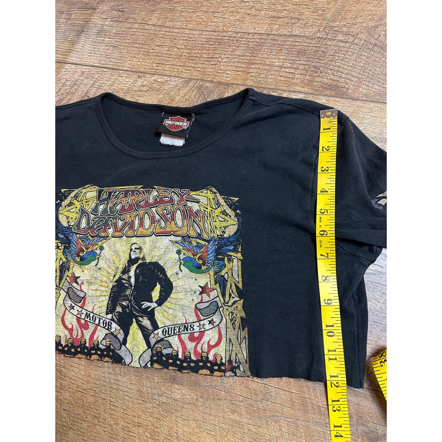 Cropped Harley Motor Queens graphic tee biker babe moto