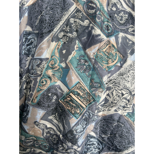 Barocke Versace-inspirierte 90er-Jahre Seidenbluse mit Knopfleiste Christie & Jill Größe S