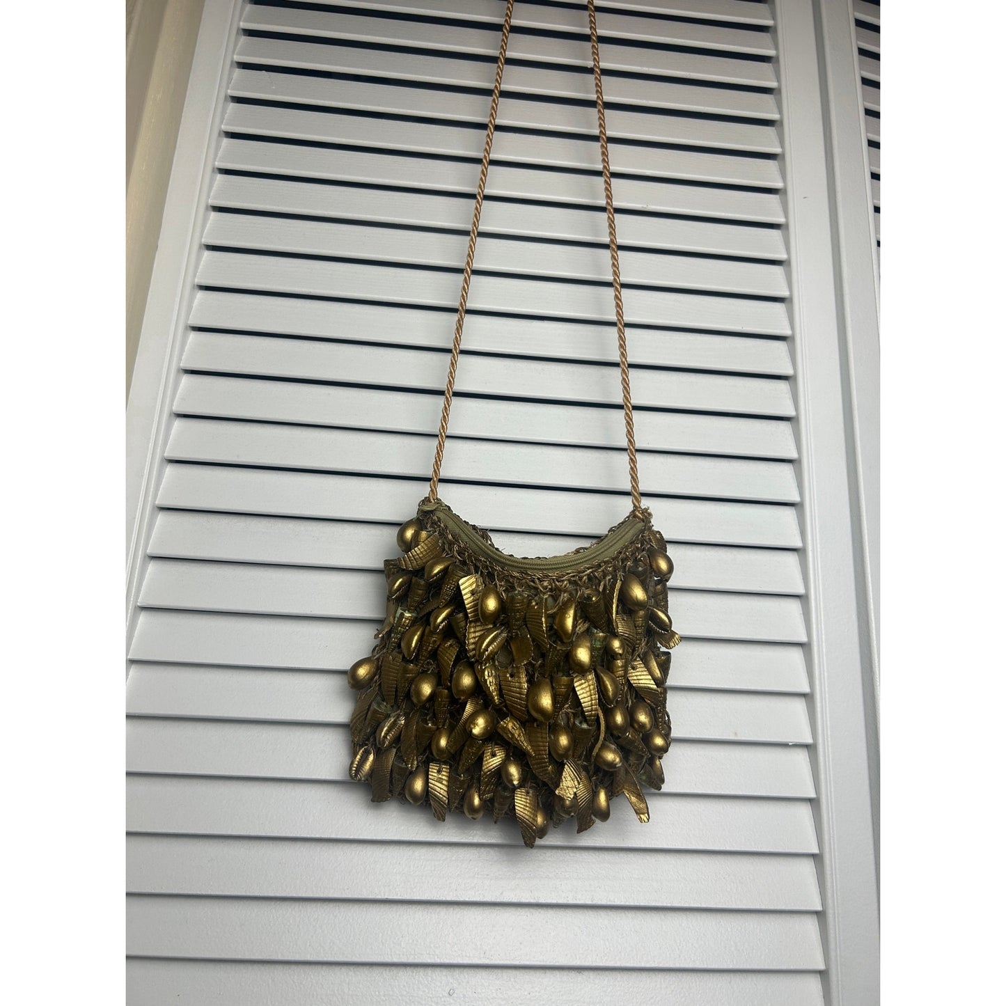mermaid golden shell crochet purse with lining