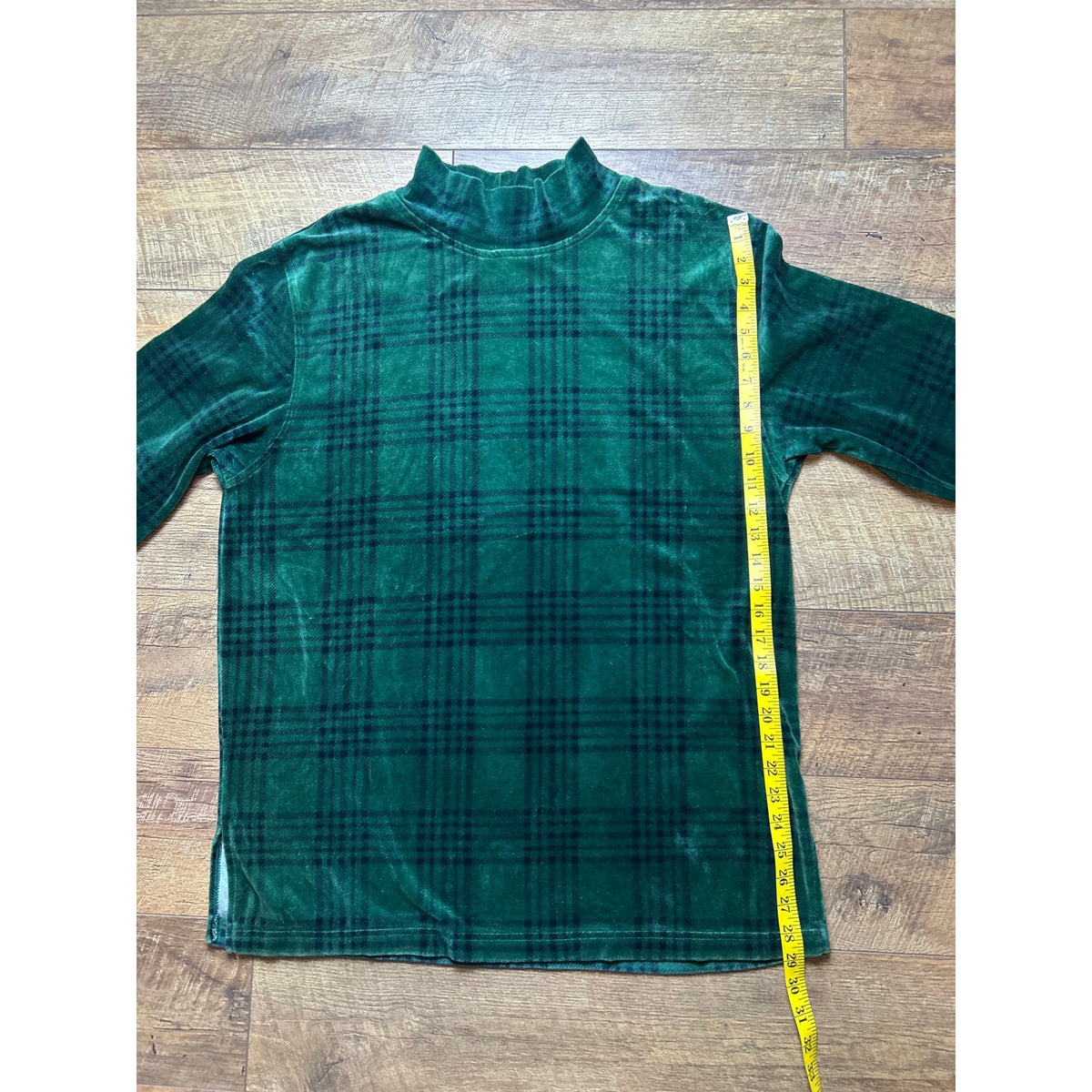 Vintage 60s Bold Spirits Velour Plaid Mod Dress Navy Green XL | Retro