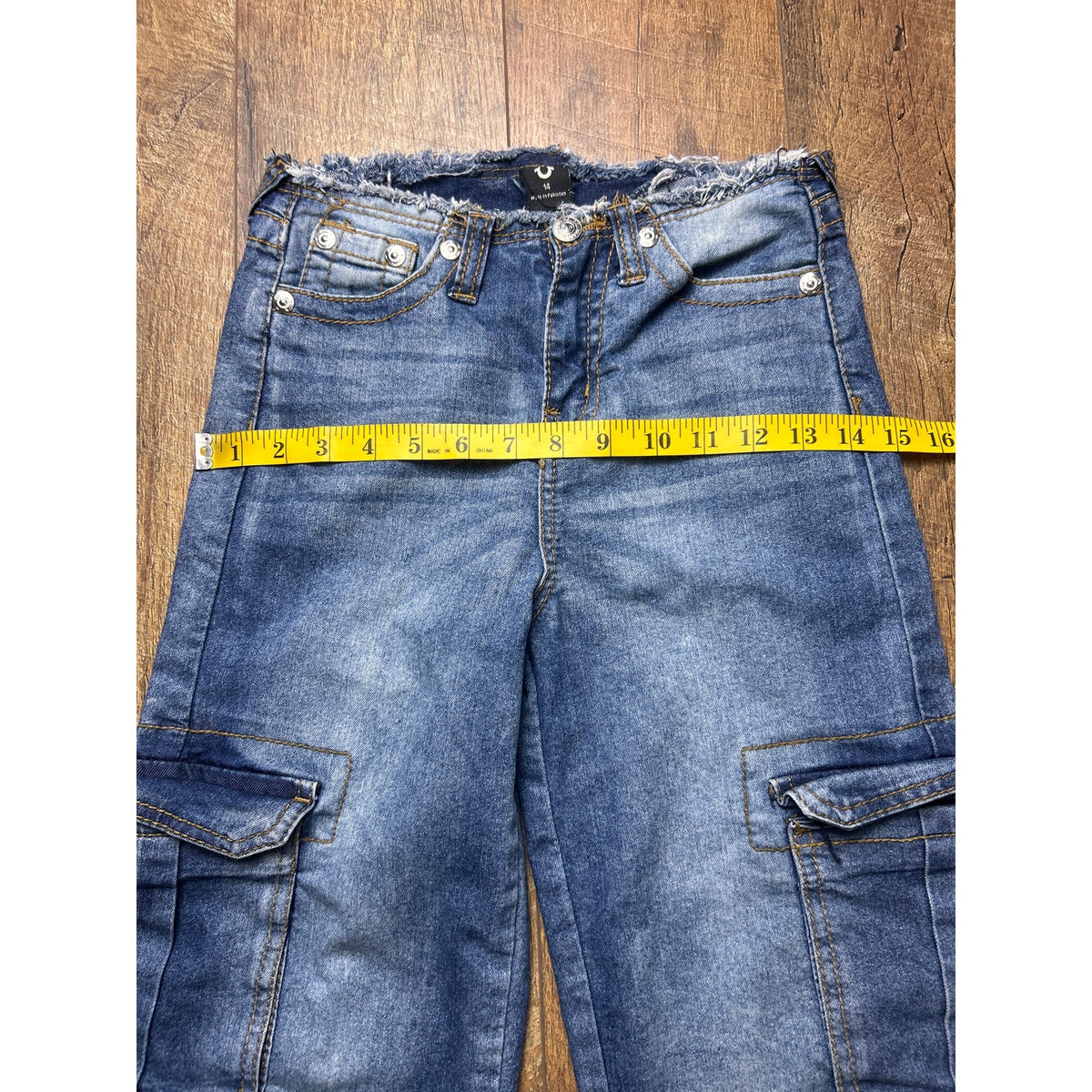 True Religion raw hem cargo pants in a faded wash Womens xs