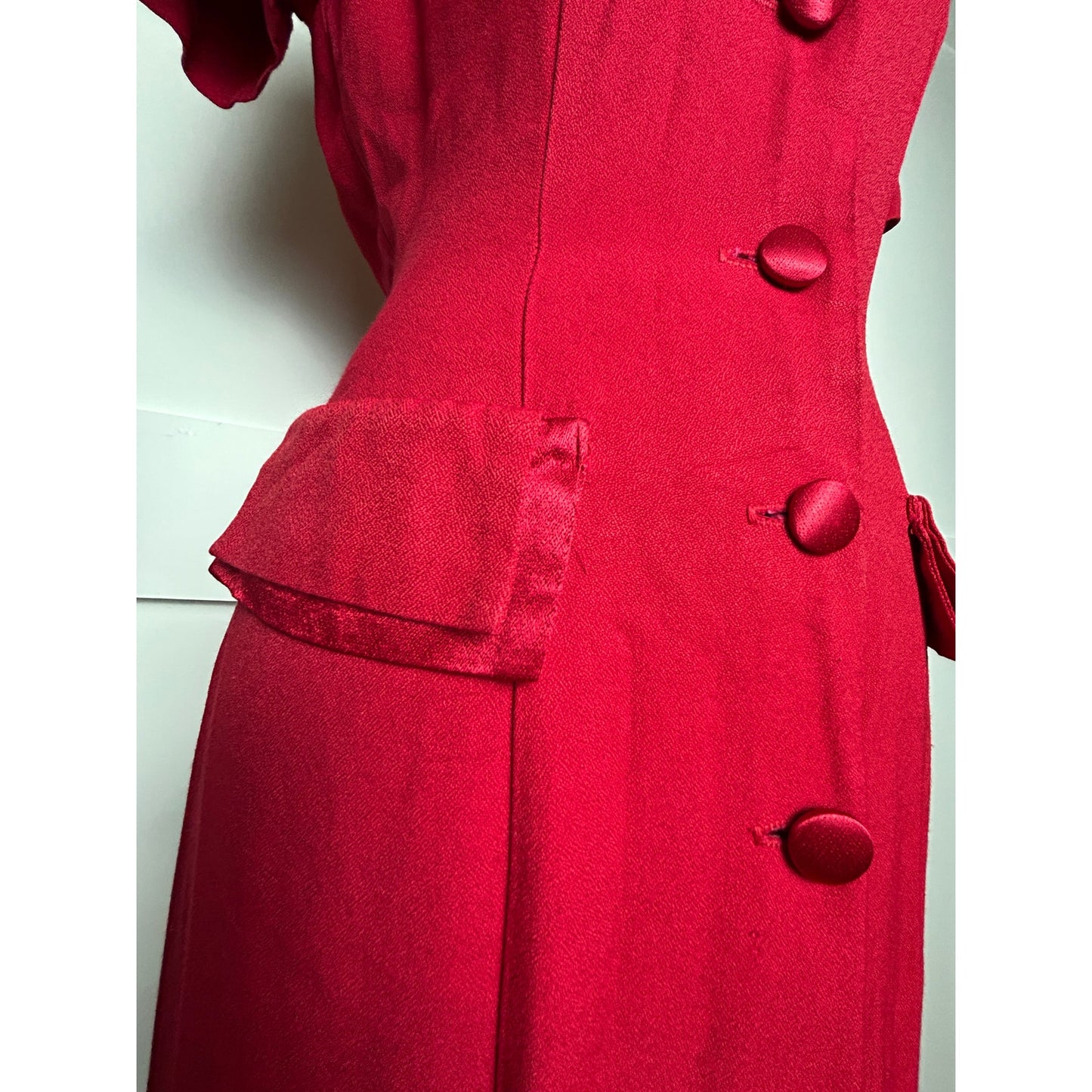 Vintage Red Maxi Shirt Dress Rayon Blend Scarlett Tag Flowy Size S