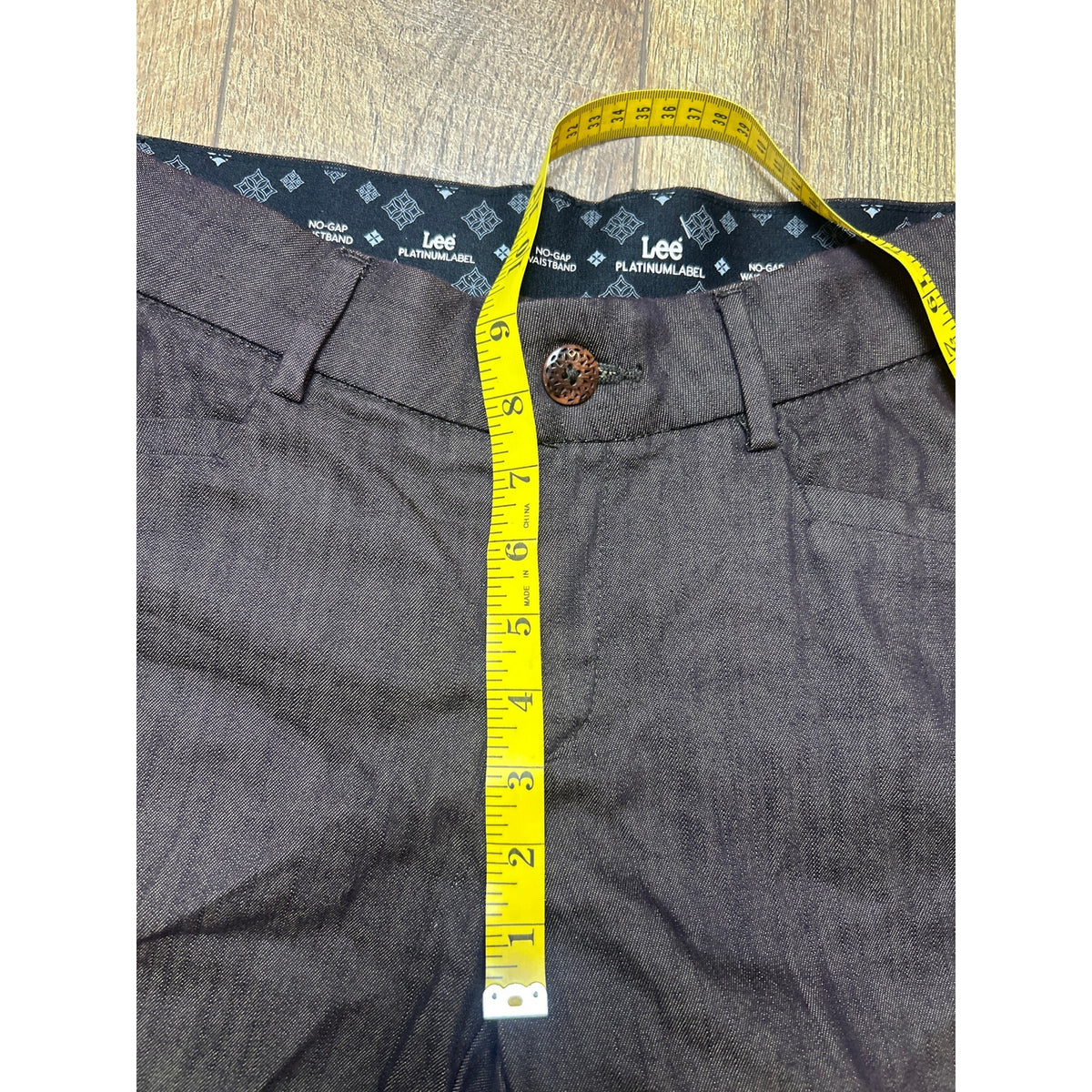 lee platinum label no gap work brown trouser flap pocket size 4 short