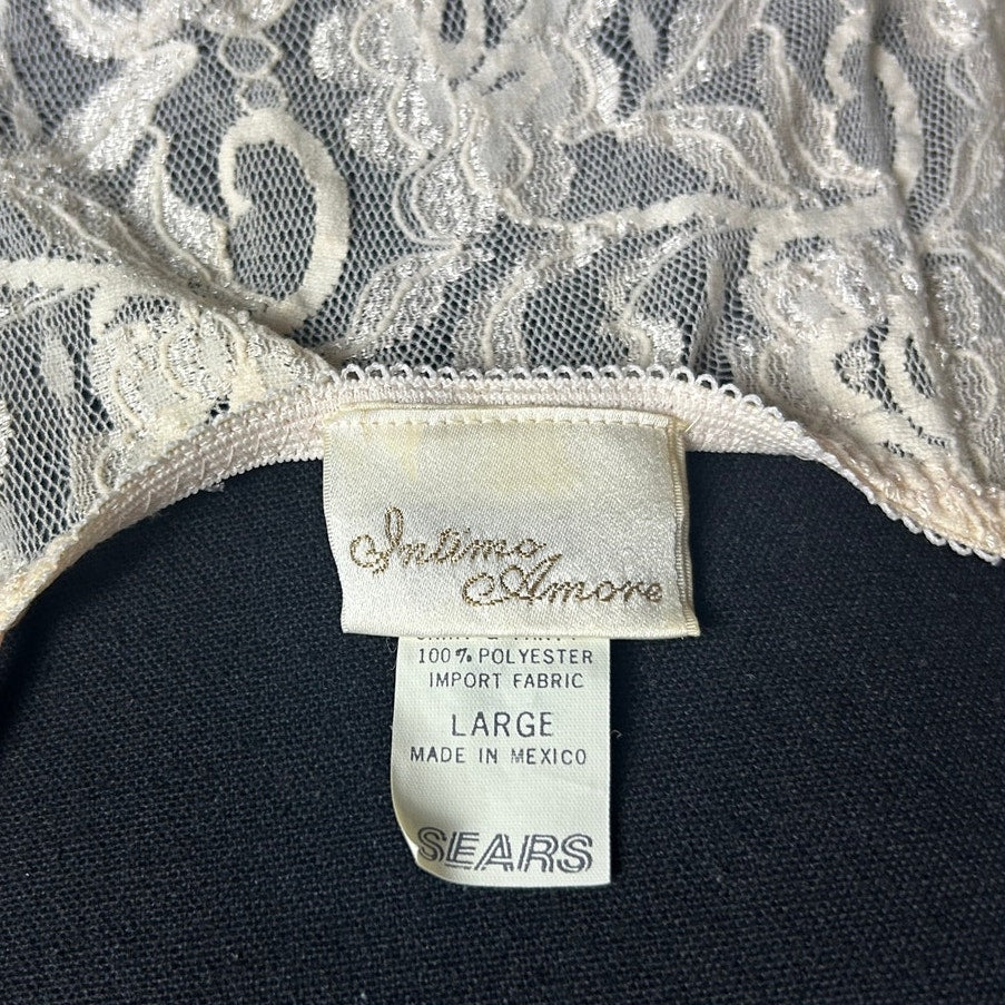 Vintage Intimo Amore Sears Pink Lace Bodice Drop Waist Slip Dress L