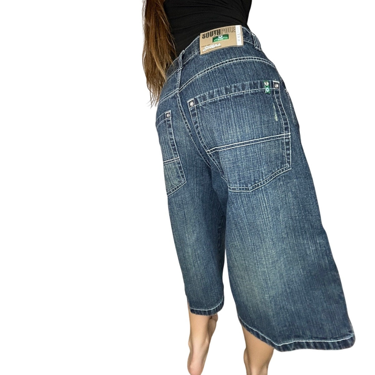 Y2K Jorts Southpole Baggy Verwaschen Medium Wash 32" x 15"
