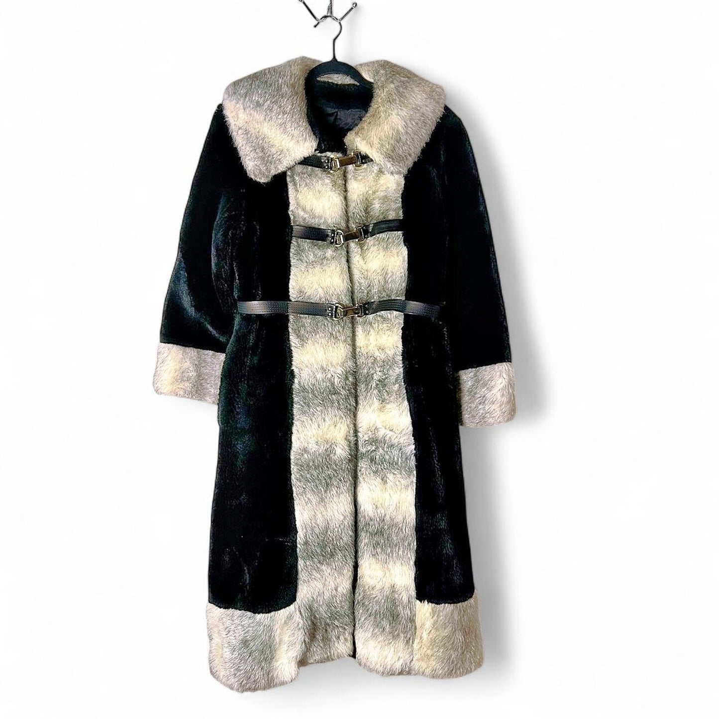 Penny lane afghan coat black and white gold hardware jacket