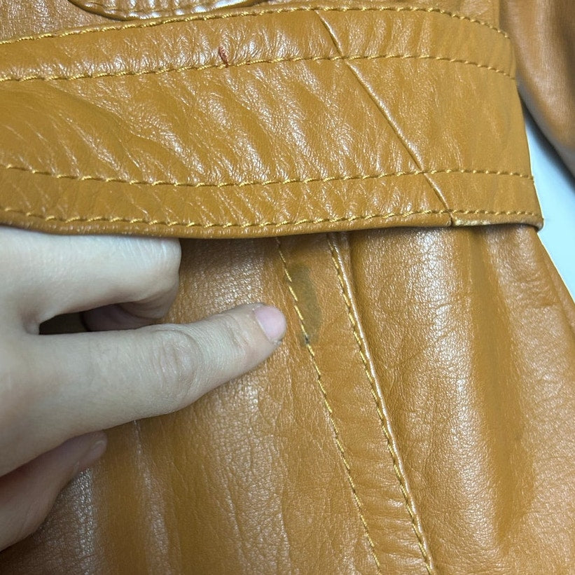Trench en cuir ceinturé Montgomery Ward couleur cognac taille M