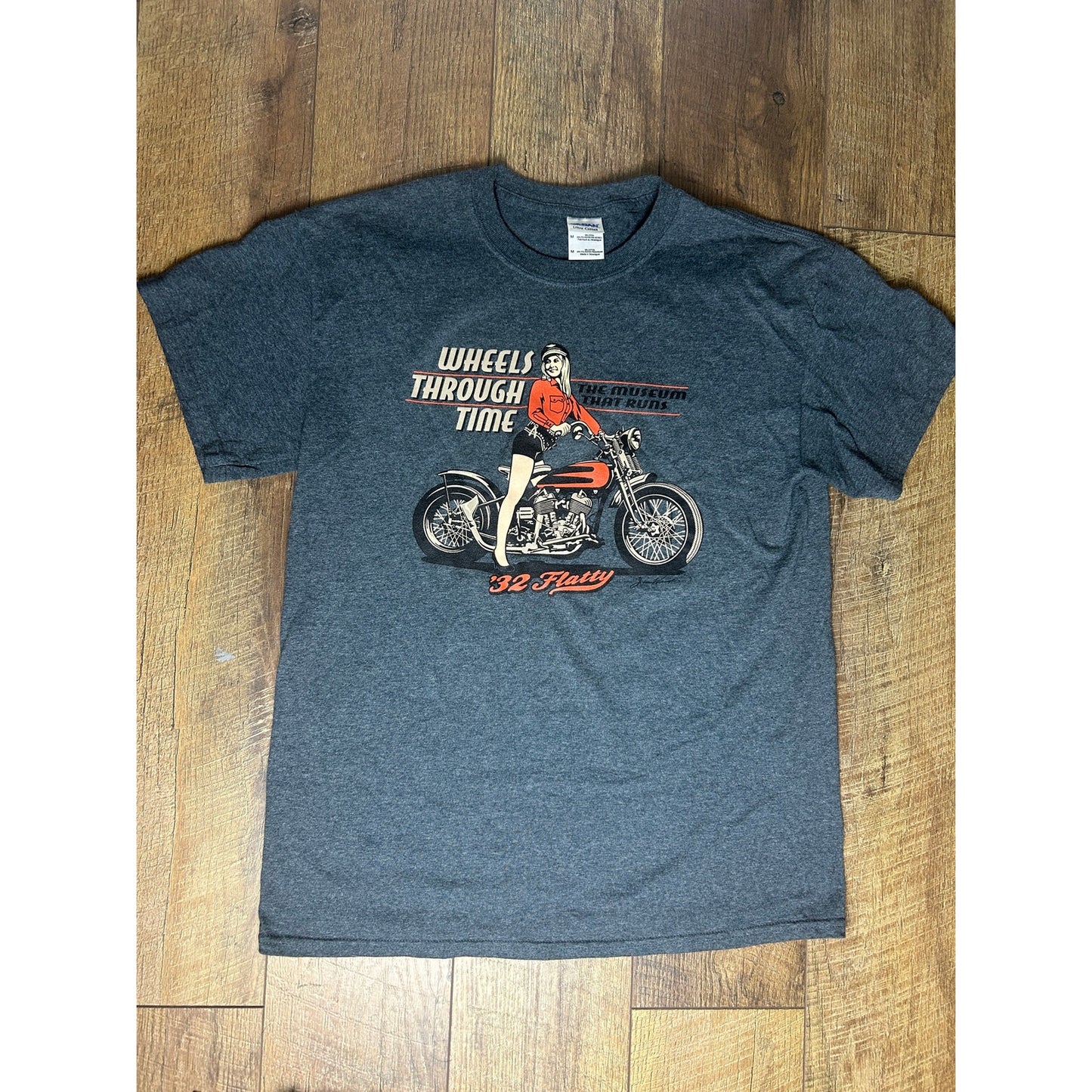Vintage Style Pinup Biker Tee – Gildan Ultra Cotton Graphic T-Shirt Size M