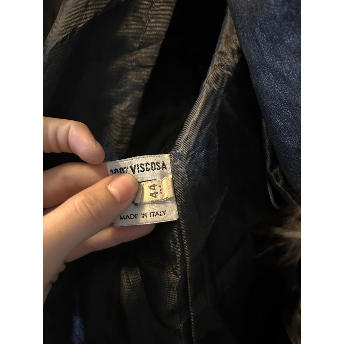 Vintage Italian Leather Penny Lane Coat Black Genuine Leather Fox Fur Trim Long Y2K