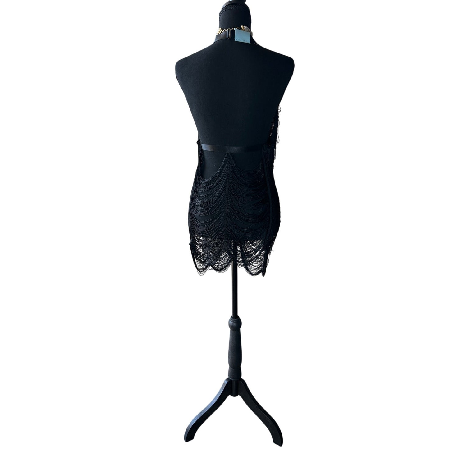 layering dress with slinky fringe and heart detail size s