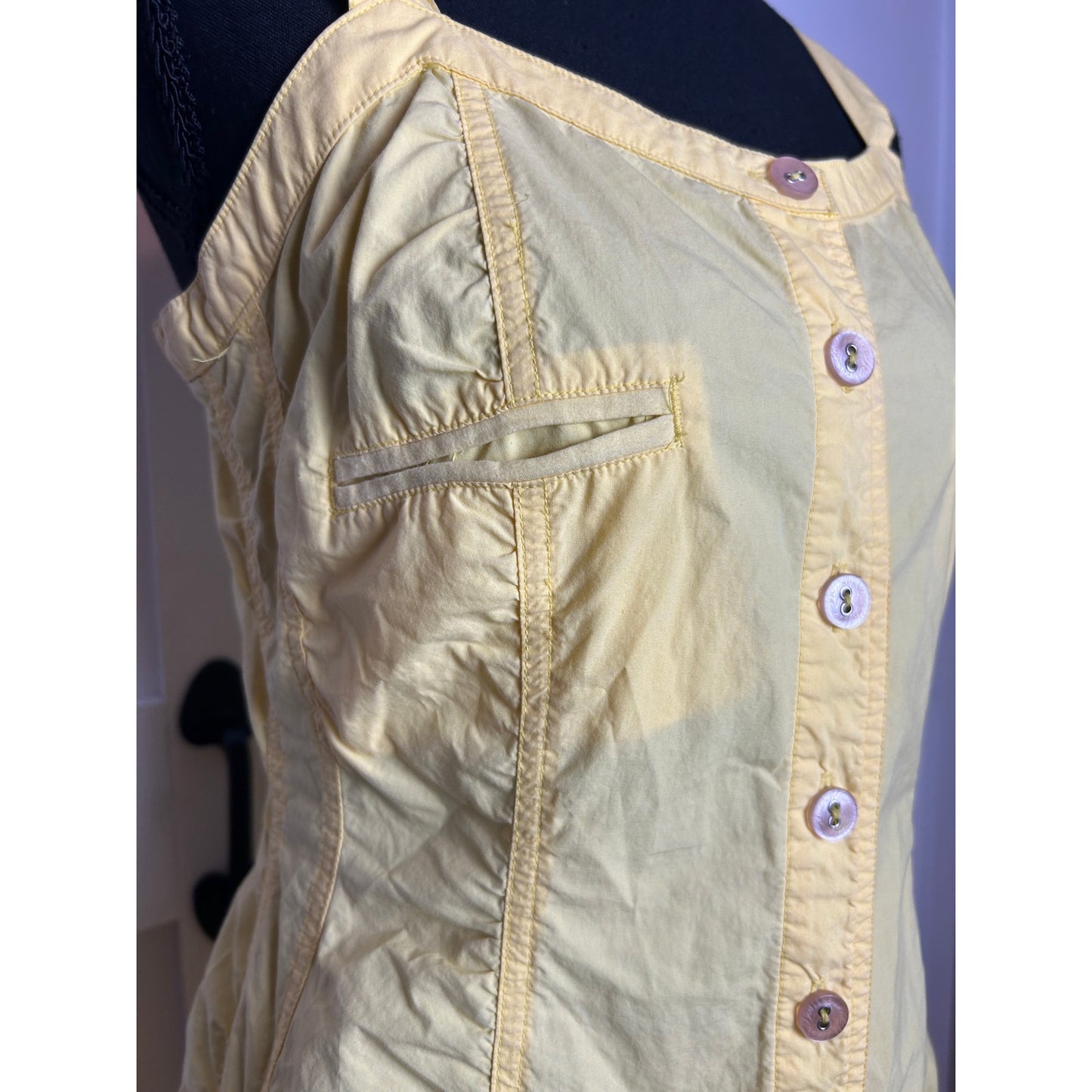 Kristina Popovitch Yellow Cargo Sundress Size S Y2K euro Utility Mini Dress