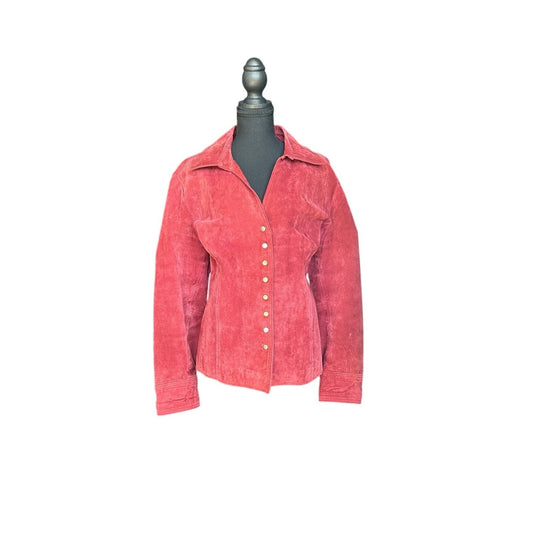 ❤️ CJ Banks Rote Wildleder-Jacke mit Druckknöpfen Größe 1X – Vintage 90er Gemütlicher Western-Stil