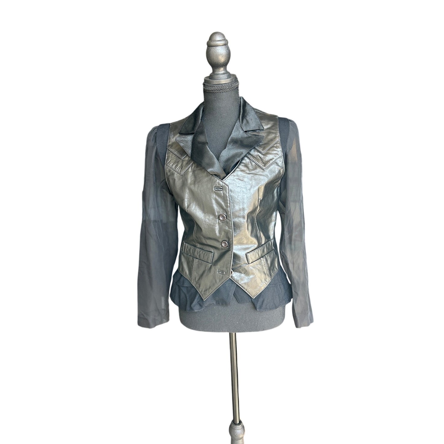 Vintage Leather Vest Size Small Biker Western Moto Layering Piece
