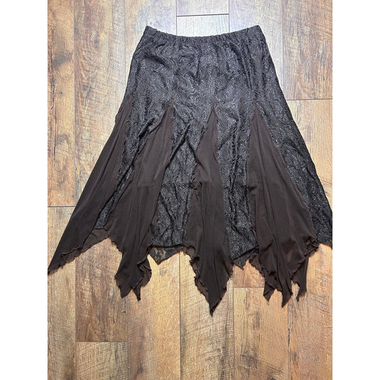 Y2K My Pretty Angel Fairy Skirt Chocolate Brown Whimsygoth Fairy Hem Size M