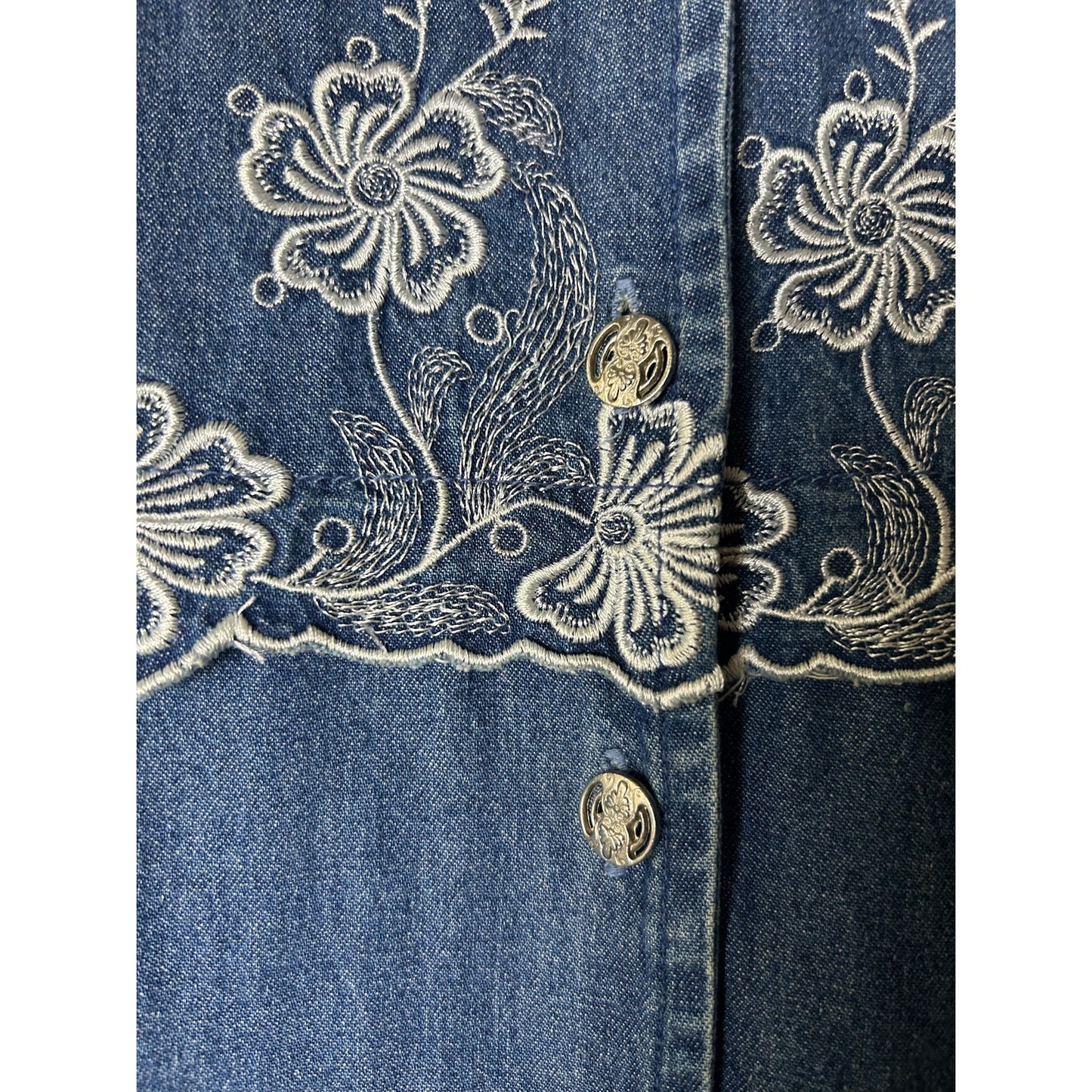 🌾 Robe longue en denim Tradition à nouer au dos avec broderie Taille 14