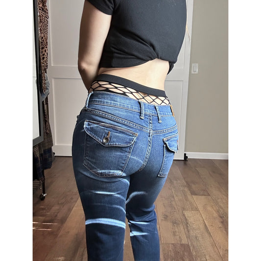 Y2K Lucky Brand Sweet N Crop Capri Jeans Leather Tag Back Flap Pockets 4/27