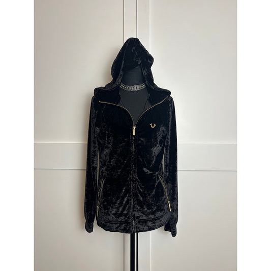 True Religion Velours Trainingsjacke Größe S NWOT Y2K Indie Sleaze Zip Up Logo
