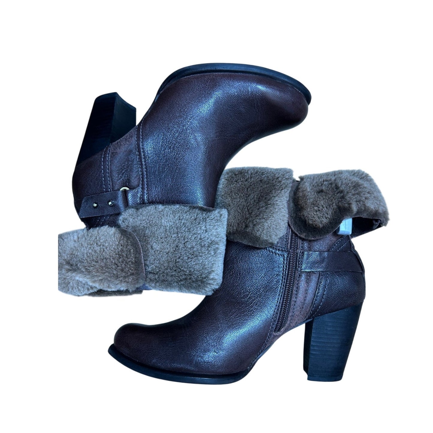 ugg Jayne Stiefeletten aus Shearling mit Krempe, Absatz, Größe 8