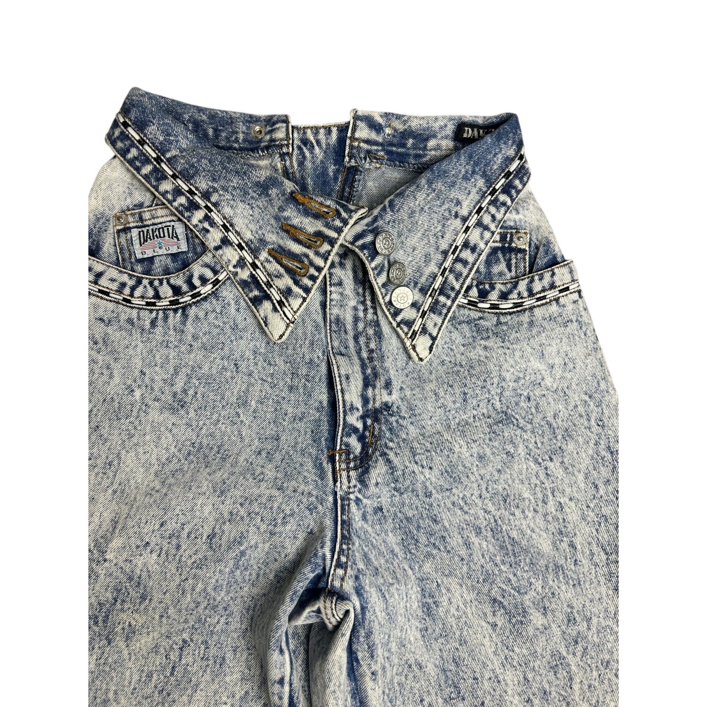 1980's Dakota blue fold over waist acid wash mom jean