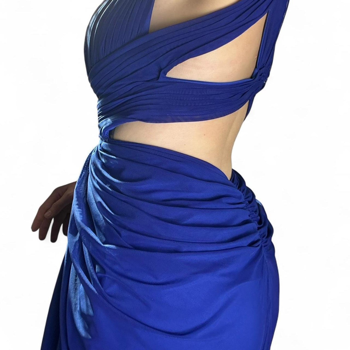 Cache blaues gerafftes Maxikleid